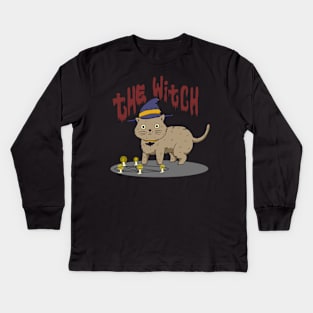 the witch cat Kids Long Sleeve T-Shirt